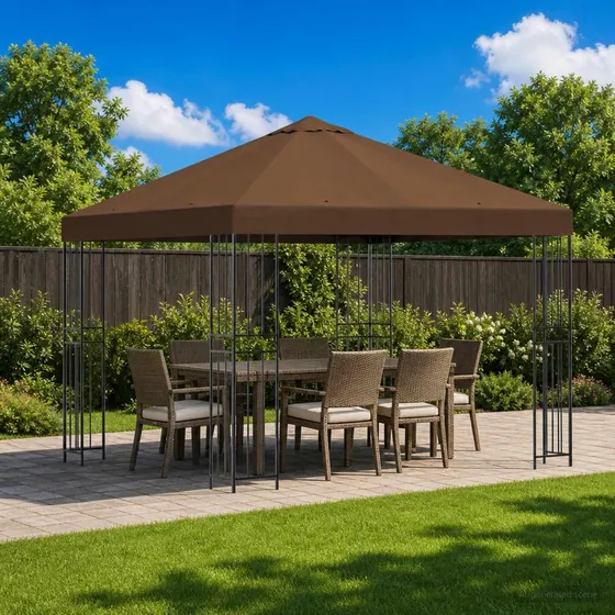 vidaXL Havepavillon 3 x 3 m - Brun Polyester og Stål