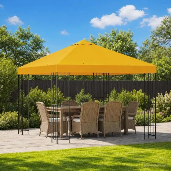 vidaXL Havepavillon 3 x 3 m - Gul Polyester og Stål
