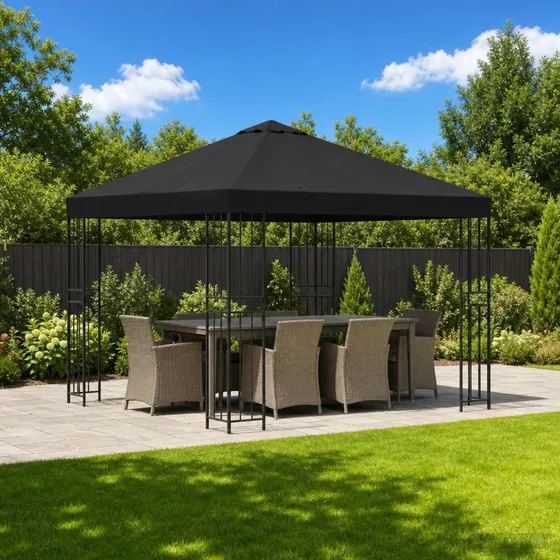 vidaXL Havepavillon 3 x 3 m - Sort Polyester og Stål