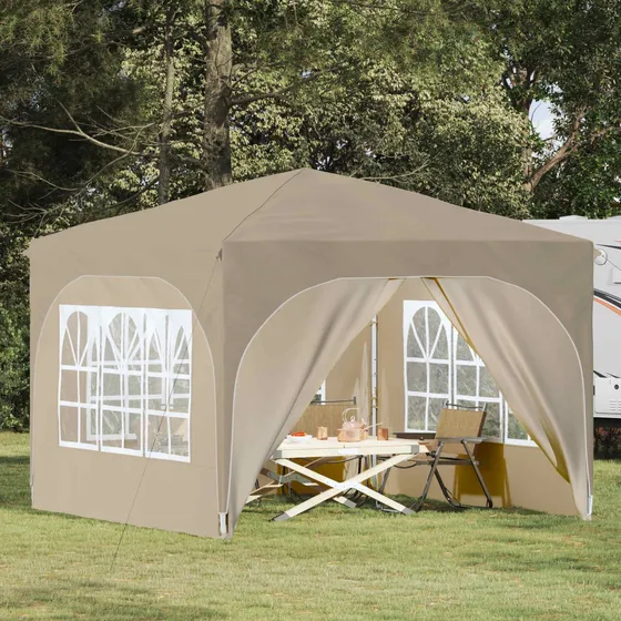 vidaXL Pop-up Festtelt 290 x 290 x 245 cm - Cremefarvet