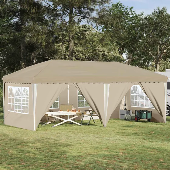 vidaXL Pop-up Festtelt 575 x 288 x 245 cm - Cremefarvet