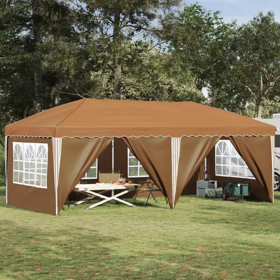 vidaXL Pop-up Festtelt 575 x 288 x 245 cm - Beige med 6 sidevægge