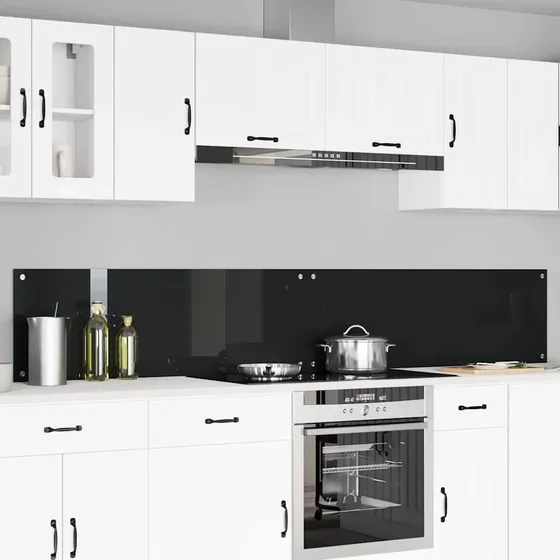vidaXL Køkkenbacksplash 2 stk. Sort 120 x 40 cm Hærdet Glas