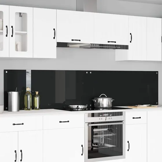 vidaXL Køkkenbacksplash 2 stk. Sort 120 x 50 cm Hærdet Glas