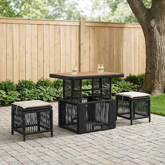 vidaXL Have spisebordssæt 3 stk. Sort/Cream i polyrattan