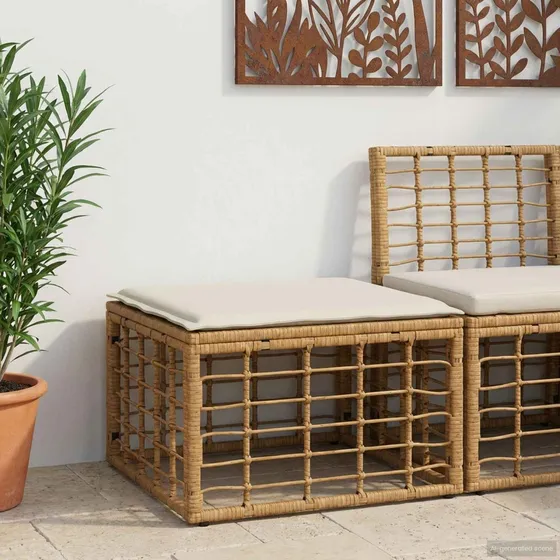 vidaXL Havepuf Naturfarvet Polyrattan 55x55 cm