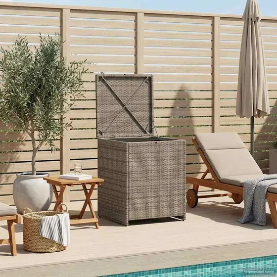 vidaXL Pudekasse i polyrattan, 55 x 55 x 69 cm