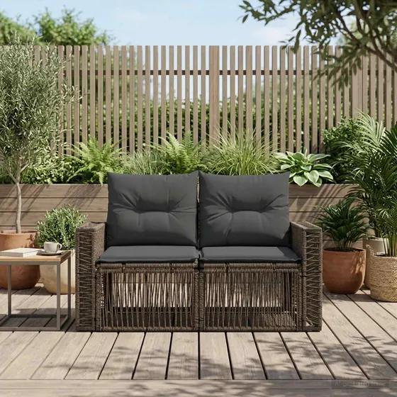 vidaXL Havesofa 2-personers i grå polyrattan