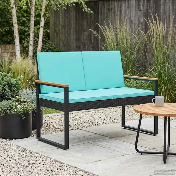 vidaXL 2-personers udendørs bænk i polyrattan, 107x61x80 cm
