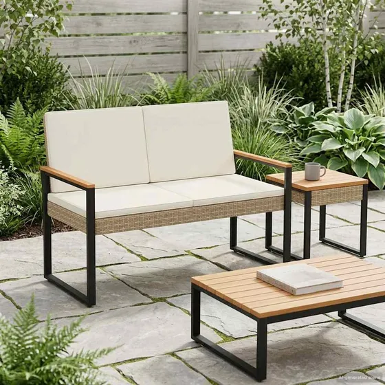 vidaXL 2-personers udendørs bænk i polyrattan, 107x61x80 cm