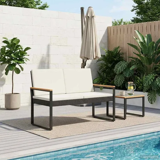 vidaXL Udendørs bænk 2-personer i polyrattan, 107 x 61 x 80 cm