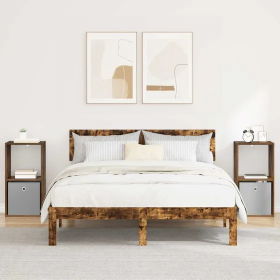 vidaXL Sengebord 2 stk. Røget eg 35 x 32 x 68,5 cm