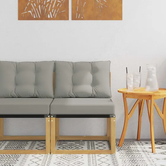 vidaXL Udendørs Mellem Sofa i Akacietræ og Textilene - Hvid