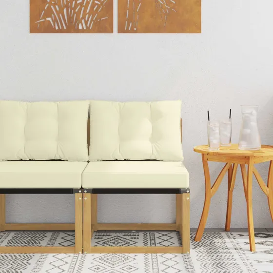 vidaXL Udendørs Mellem Sofa i Akacietræ og Textilene, Hvid