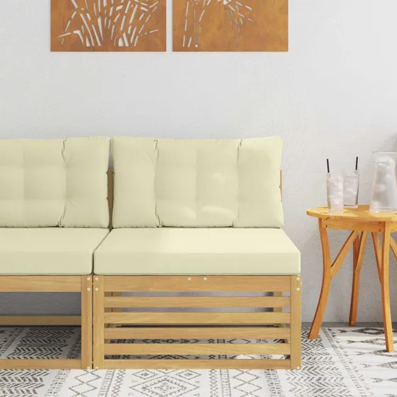 vidaXL Udendørs Mellem Sofa i Massivt Akacietræ, Hvid, 83x79x73 cm