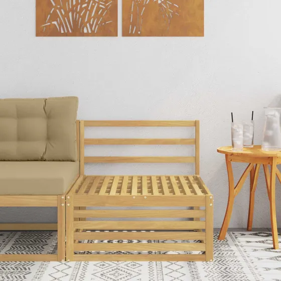 vidaXL Udendørs Mellem Sofa i Massivt Akacietræ, Hvid, 83x79x73 cm