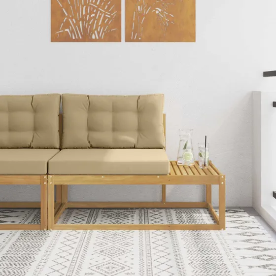 vidaXL Udendørs Modulsofa med Puder, Akacietræ, Hvid, 115x83x73 cm