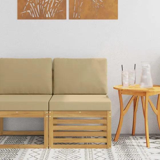 vidaXL Udendørs Mellem Sofa i Massivt Akacietræ - Hvid