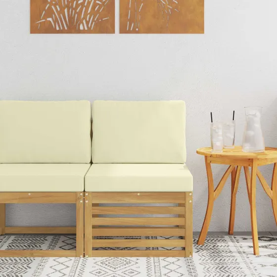 vidaXL Udendørs Mellem Sofa i Massivt Akacietræ, Hvid