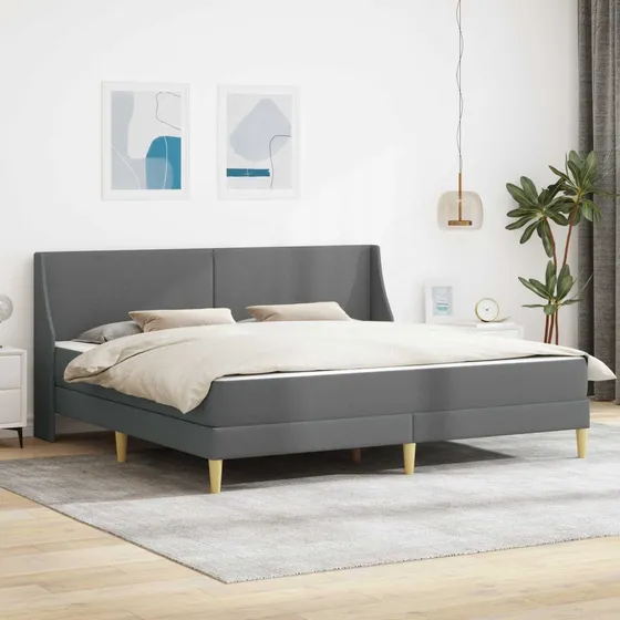 vidaXL Sengeramme med madras, mørkegrå, 180 x 200 cm