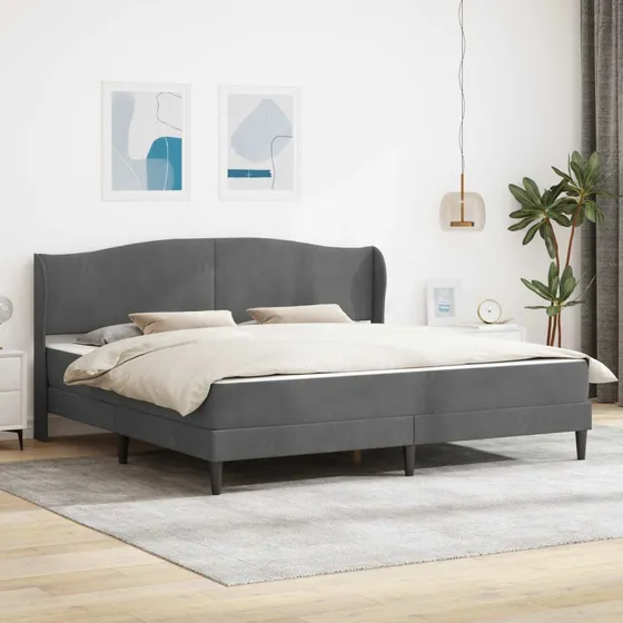 vidaXL Sengeramme med madras 180 x 200 cm i mørkegrå fløjl