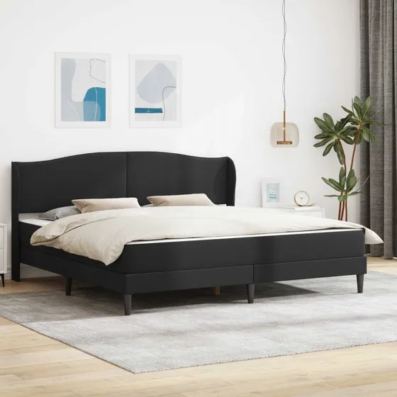 vidaXL Sengeramme med madras 180 x 200 cm Sort Kunstlæder