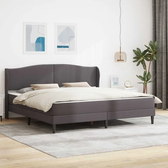 vidaXL Sengeramme med madras 180x200 cm i grå kunstlæder