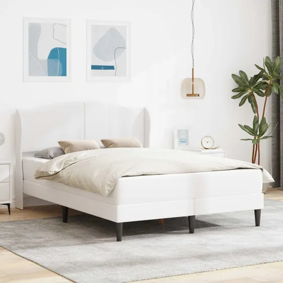 vidaXL Sengeramme med madras 160 x 200 cm i hvidt kunstlæder