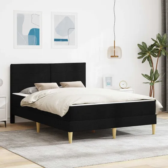 vidaXL Sengeramme med madras, sort, 140 x 190 cm
