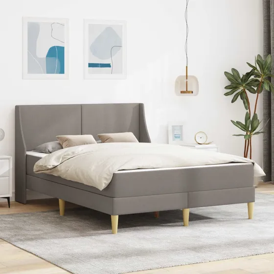 vidaXL Sengeramme med madras, Gråbrun, 140 x 190 cm