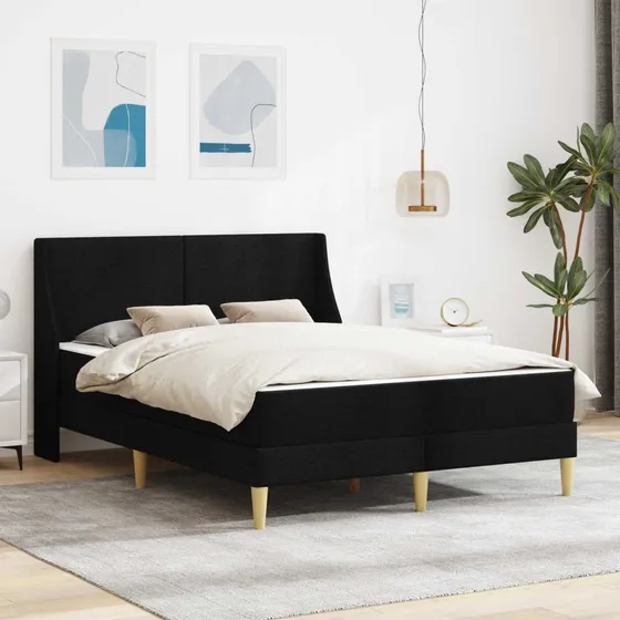 vidaXL Sengeramme med madras Sort 120 x 190 cm Polyester