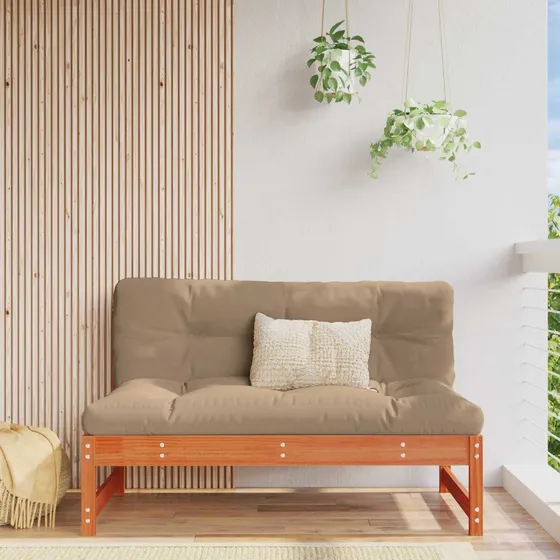 vidaXL Havemellemsofa i massivt fyrretræ, Voksbrun, 120x84x70 cm