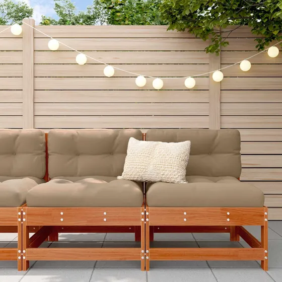 vidaXL Have Mellem Sofa i Massivt Fyrretræ, Voksbrun, 124x62x70,5 cm