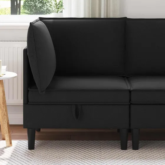 vidaXL Hjørnesofa med opbevaring i sort fløjl