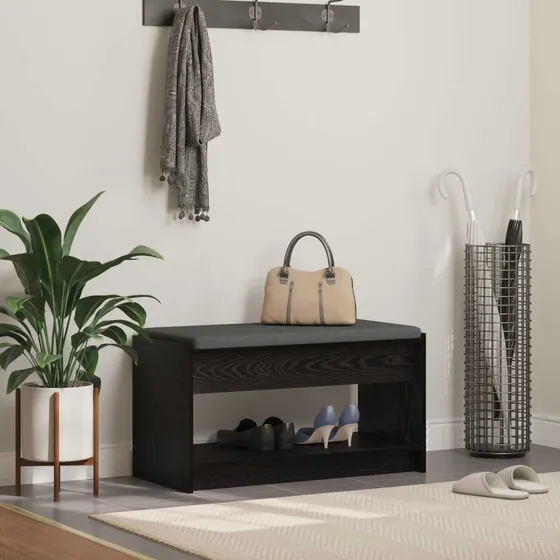 vidaXL Hallbænk Sort Eg 83 x 38 x 45 cm