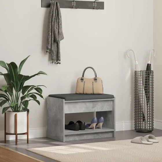 vidaXL Hallbænk BetonGrå 63 x 38 x 45 cm med pude