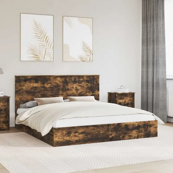 vidaXL Opbevaringsseng Røget eg 180 x 200 cm