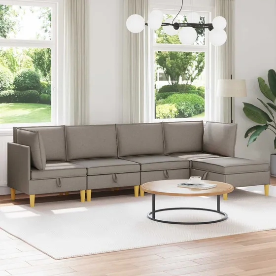 vidaXL Modulsofa sæt med opbevaring, 5 dele, gråbrun