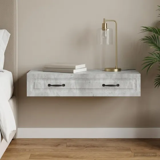 vidaXL Væghængt Sideskab Betongrå 87,5 x 34,5 x 17 cm