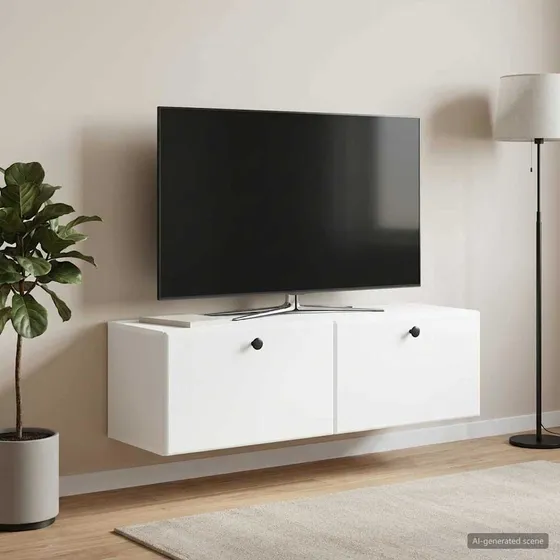 vidaXL Væghængt TV-skab 98 x 31 x 30 cm - Hvid
