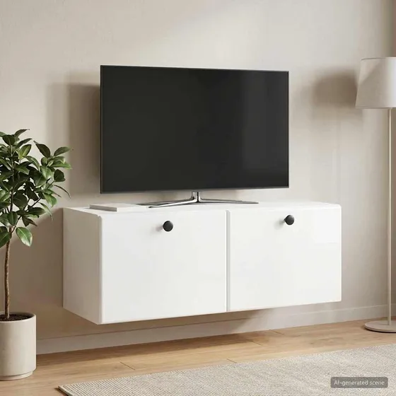 vidaXL Væghængt TV-skab 78,5 x 31 x 30 cm - Hvid højglans