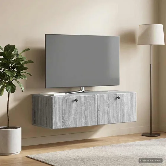 vidaXL Væghængt TV-skab 98 x 41 x 30 cm - Grå Sonoma