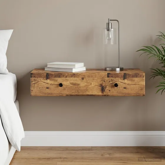 vidaXL Væghængt Sideskab Gammelt træ 87,5 x 34,5 x 17 cm