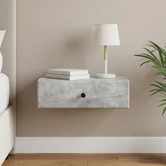 vidaXL Væghængt Sideskab Betongrå 59 x 34,5 x 17 cm
