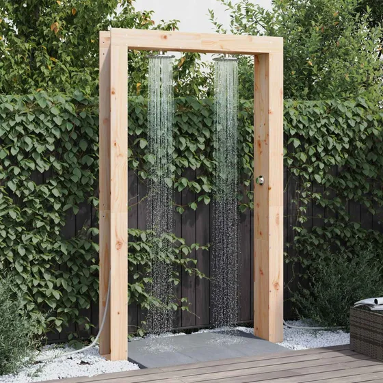 vidaXL Udendørs bruser 226 cm i fyrretræ og rustfrit stål