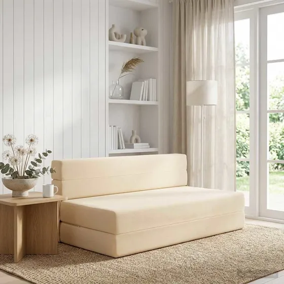 vidaXL Samlebar Sofa Seng Cremefarvet 152 x 86,5 x 60 cm