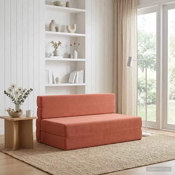 vidaXL Samlebar Sofa Seng Rød Orange 152 x 86,5 x 60 cm