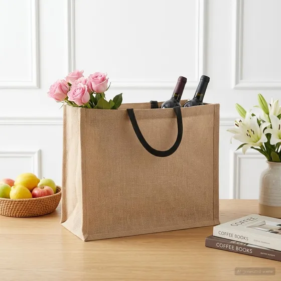 vidaXL Jute tasker 50 stk. Natur & Sort 42x33x19 cm