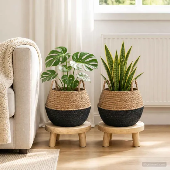 vidaXL Plantekrukke med håndtag 2 stk. Sort Ø 45 x 36 cm Søgræs