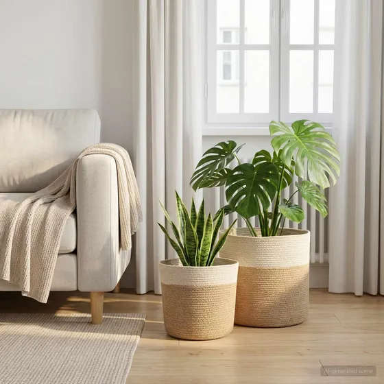 vidaXL Plantepotte Sæt 2 stk. Natur/Hvid Ø 28 cm